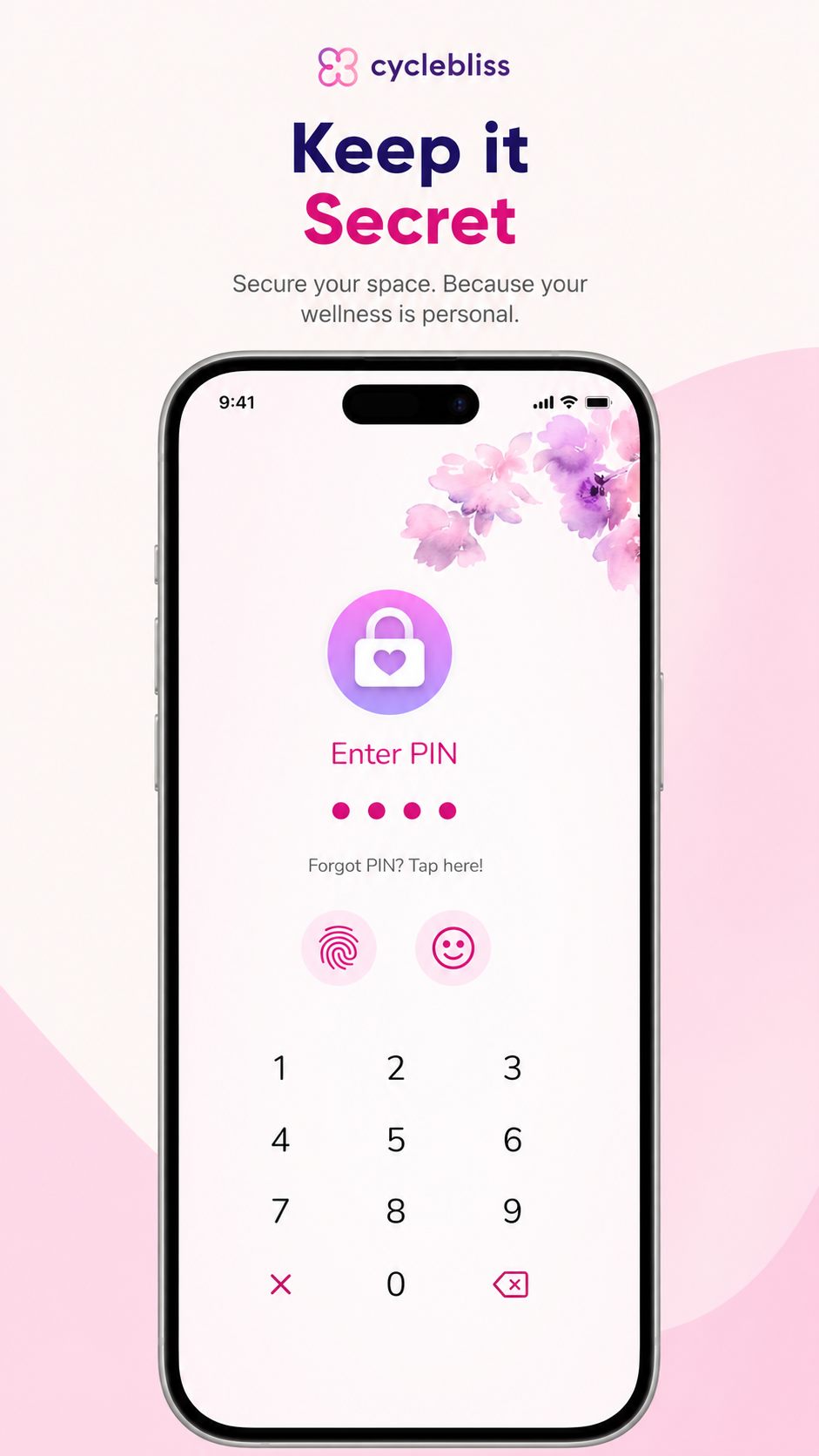 PIN lock screen securing the app
