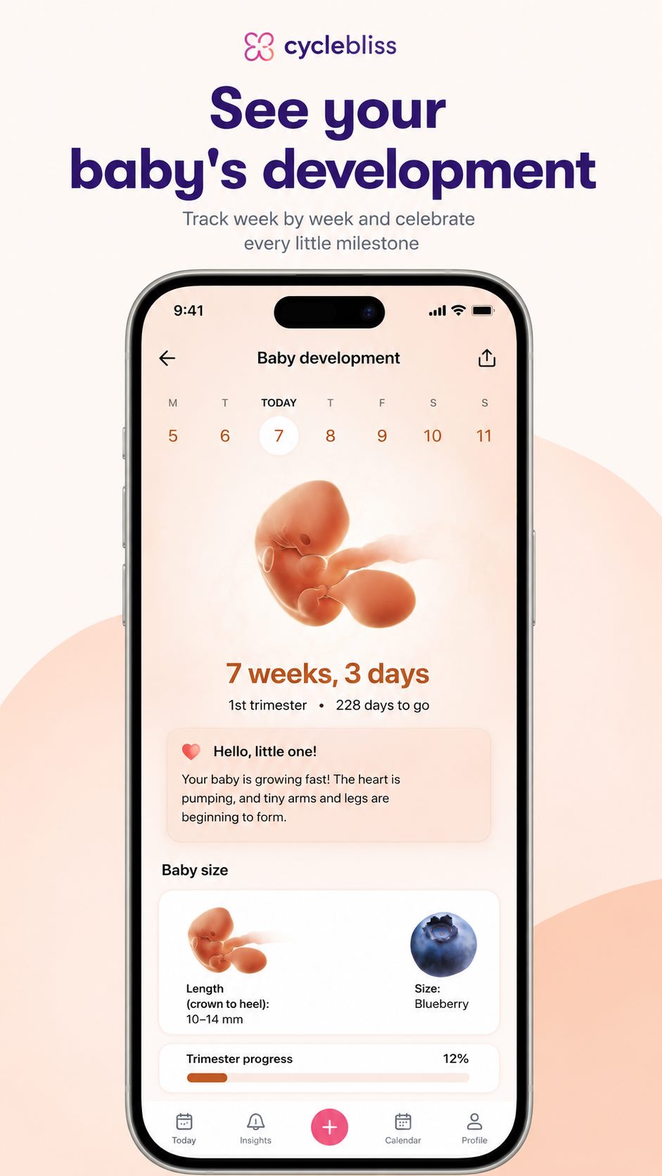 Baby development screen at 7 weeks 3 days